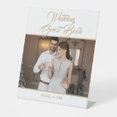 Signe De Table Livre d'invité mariage Photo Elegant Gold Script (Recto)