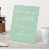 Signe De Table Livre d'invité Mint Green White Spring Wedding (In SItu)