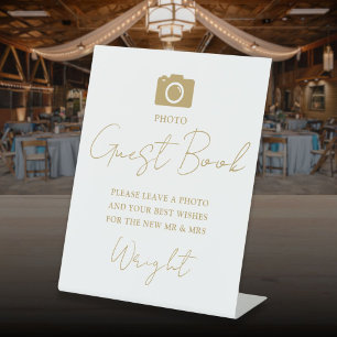 Signe De Table Livre d'invité photo Elegant Mariage de script or