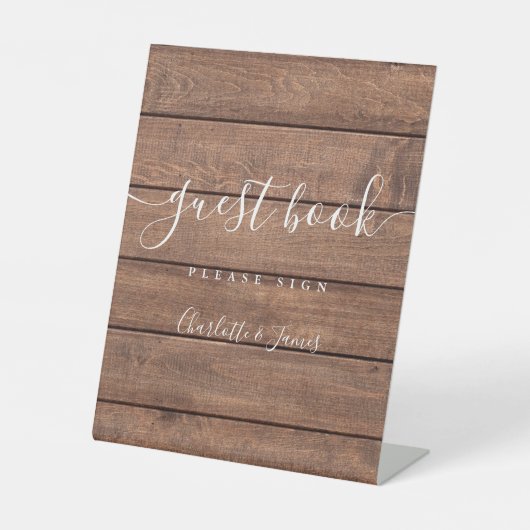 Signe De Table Livre d'invité Rustic Barn Wood Signature Script (Recto)
