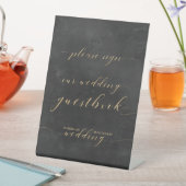 Signe De Table Livre d'invité Smoky Black & Gold Elegant Wedding (In SItu)