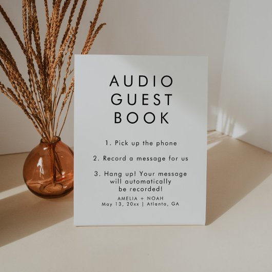 Signe De Table Livre d'or audio simple et élégant pour mariage