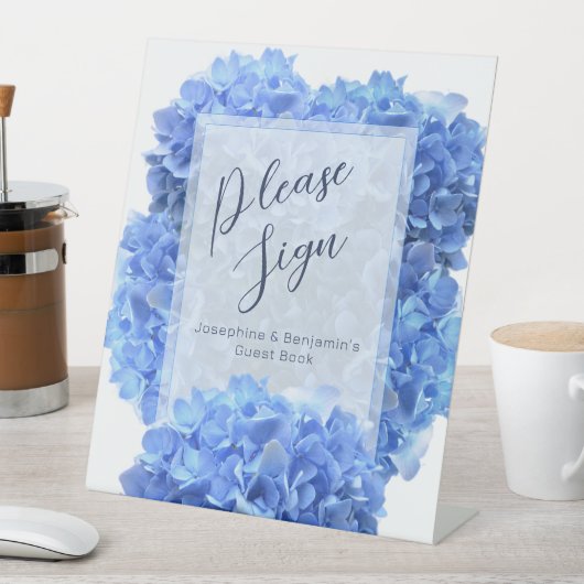 Signe De Table Livre d'or Bravest Blue Hydrangea Fleurs (In SItu)