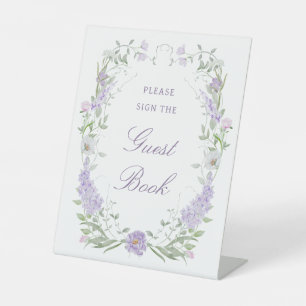 Signe De Table Livre d'or cadre floral lilas lavande