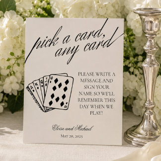 Signe De Table Livre d'or 'Choisissez une carte, n'importe quelle