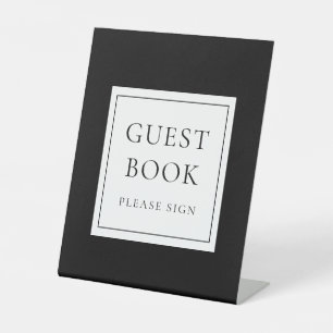 Signe De Table Livre d'or classique élégant noir et blanc