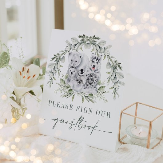 Signe De Table Livre d'or d'animaux de l'Arctique pour les fêtes