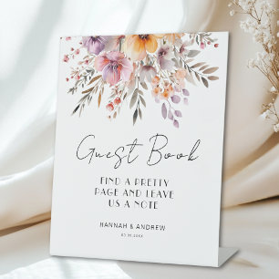 Signe De Table Livre d'or de bouquet de fleurs coloré