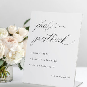Signe De Table Livre d'or de mariage avec calligraphie élégante p