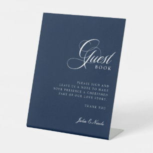 Signe De Table Livre d'or de mariage classique ivoire bleu marine