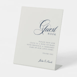 Signe De Table Livre d'or de mariage classique ivoire bleu marine