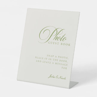Signe De Table Livre d'or de mariage classique vert ivoire pannea