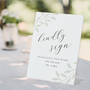 Signe De Table Livre d'or de mariage Elegant Sage Greenery