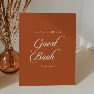 Signe De Table Livre d'or de mariage en calligraphie sur terre cu