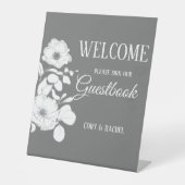 Signe De Table Livre d'or de Mariage Floral blanc (Recto)