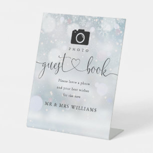 Signe De Table Livre d'or de mariage hivernal avec écriture à coe