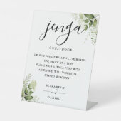 Signe De Table Livre d'or de mariage Jenga à verdure florale (Recto)