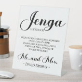 Signe De Table Livre d'or de mariage Jenga Script Gras (In SItu)