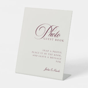 Signe De Table Livre d'or de mariage photo Ivory Burgundy Signali