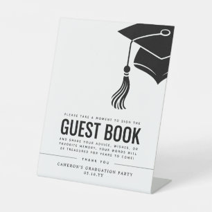 Signe De Table Livre d'or de remise de diplômes avec chapeau et g