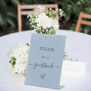 Signe De Table Livre d'or du mariage bleu Dusty