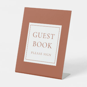 Signe De Table Livre d'or élégant en terre cuite classique