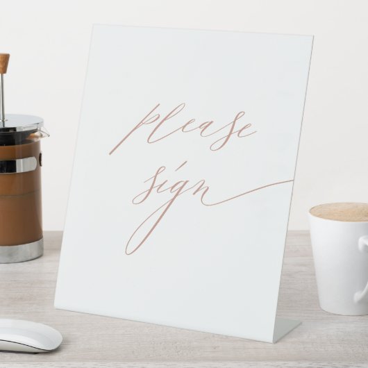 Signe De Table Livre d'or Elegant White Rose Script Mariage