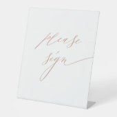 Signe De Table Livre d'or Elegant White Rose Script Mariage (Recto)