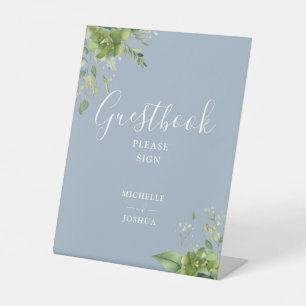 Signe De Table Livre d'or Floral Dusty Blue