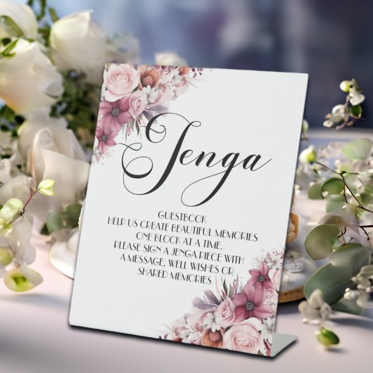 Signe De Table Livre d'or Floral Jenga Rose Dusty