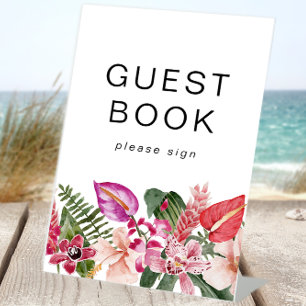 Signe De Table Livre d'or floral tropical coloré