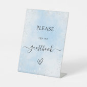 Signe De Table Livre d'or mariage en argent bleu (Recto)