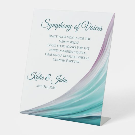 Signe De Table Livre d'or Mariage moderne violet Turquoise- (Recto)