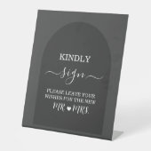 Signe De Table Livre d'or moderne simple élégant Arc gris foncé (Recto)