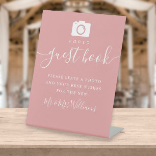 Signe De Table Livre d'or photo de signature Rose Poussiéreuse