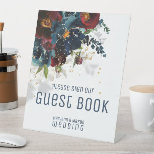 Signe De Table Livre d'or Sparkling Burgundy Navy