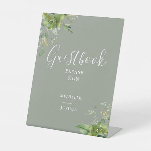 Signe De Table Livre d'or vert Floral Sage (Recto)