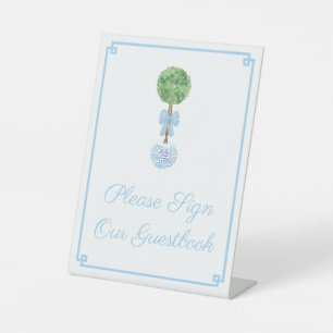 Signe De Table Livre d'or Wedding shower Darling Topiary Blue Bow