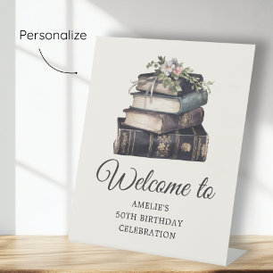 Signe De Table Livre victorien vintage Accueil d'anniversaire