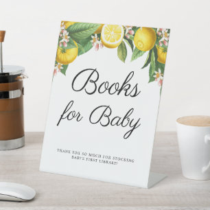 Signe De Table Livres Baby shower Citrus Citron Pour Bébé