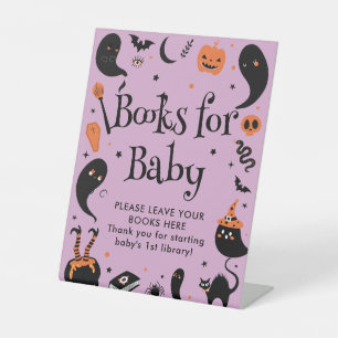 Signe De Table Livres de Baby shower pour bébé Purple Halloween