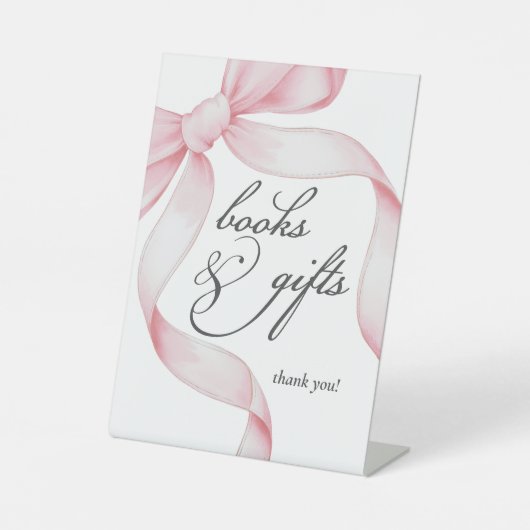 Signe De Table Livres et cadeaux Coquette rose Baby shower Bow (Recto)