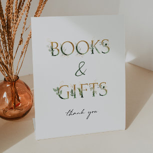 Signe De Table Livres et cadeaux de Baby showers vertes et d'or