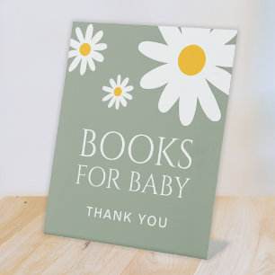 Signe De Table Livres pour bébé Daisy Vert Sauge Baby Shower