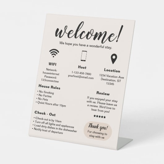 Signe De Table Location de vacances moderne Accueil (Recto)