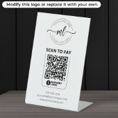 Signe De Table Logo à Initiales Monogramme avec Code QR Scan pour
