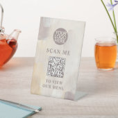 Signe De Table Logo Abstrait peint et menu sans contact de code Q (In SItu)