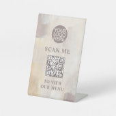 Signe De Table Logo Abstrait peint et menu sans contact de code Q (Recto)