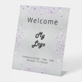 Signe De Table Logo argent lavande bienvenue entreprise (Recto)