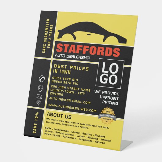 Signe De Table Logo automobile, concessionnaire automobile public (Recto)